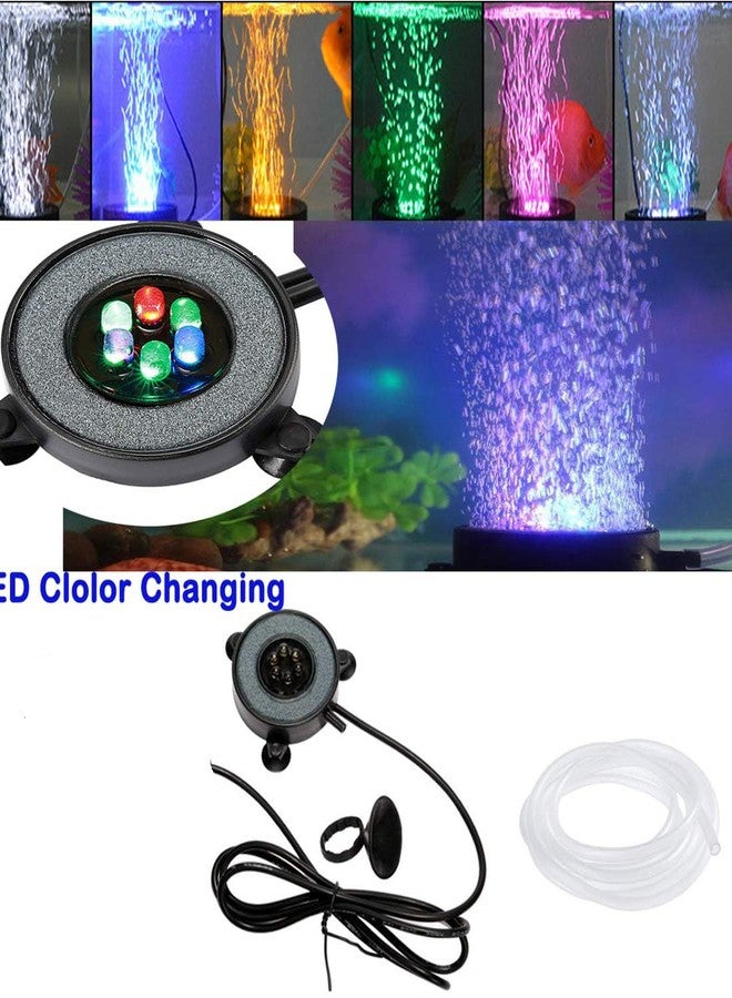 أحجار تهوية LED لحوض السمك، مصباح فقاعات، موزع هواء، مصباح ديكور مع قاعدة تثبيت، إضاءة خلفية ملونة (قرص إضاءة 2.2 بوصة (بدون جهاز تحكم عن بعد)) - Image 4